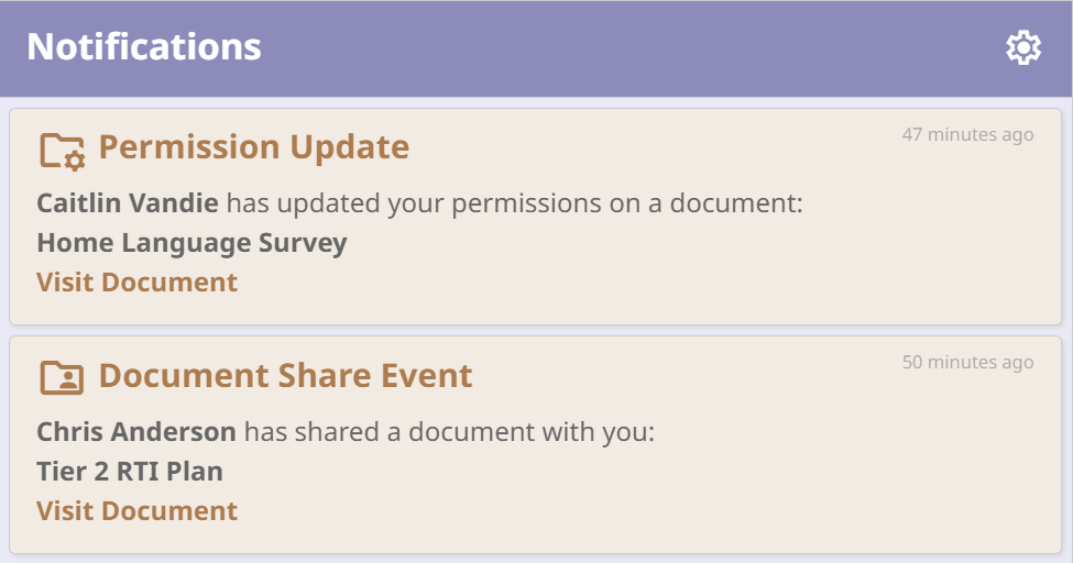 Document share notifications